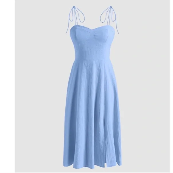 CIDER Light Blue Corset Midi Dress Med - Picture 12 of 12